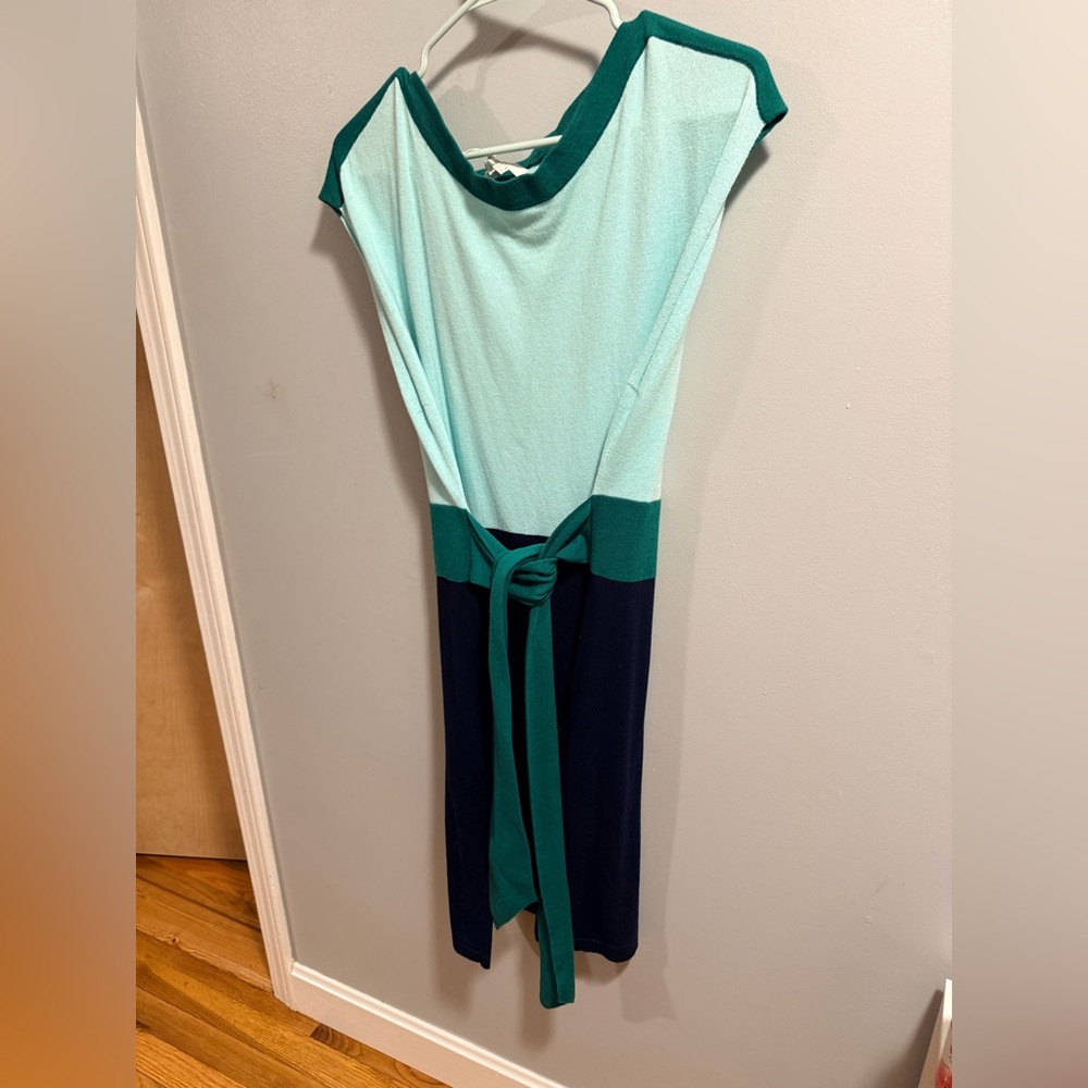 Boden Teal and Navy Midi Dress